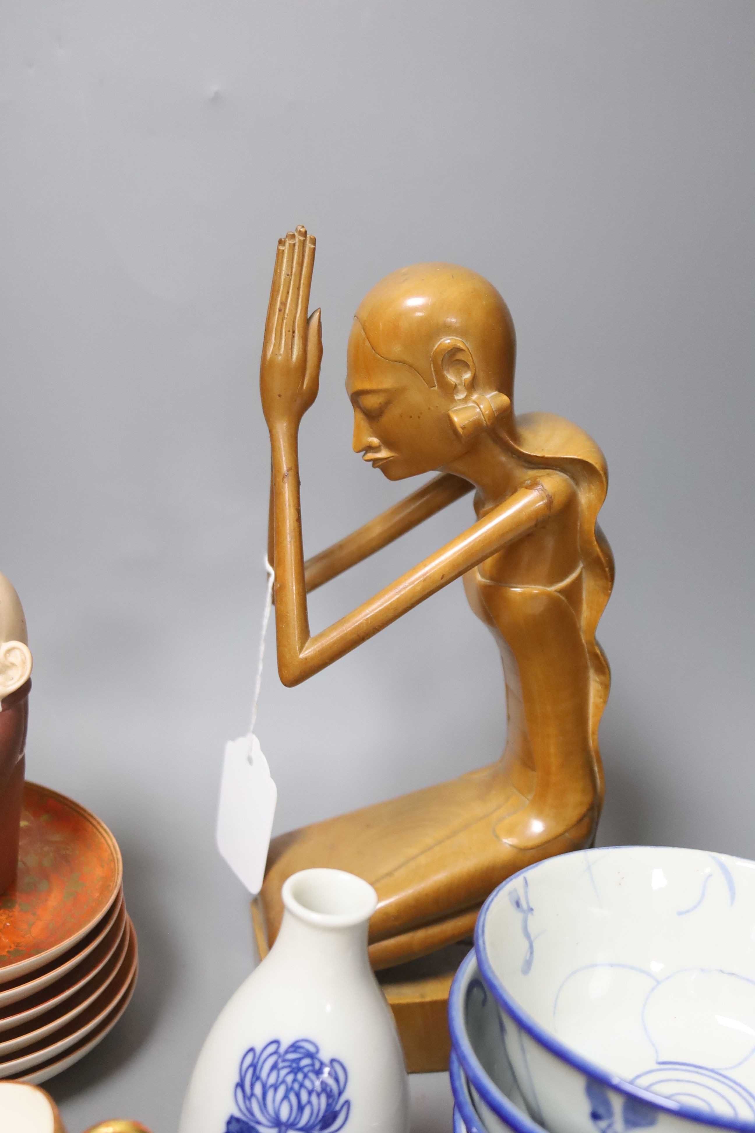 A Japanese orange and gilt eggshell porcelain tea service (24-piece) and sundry items